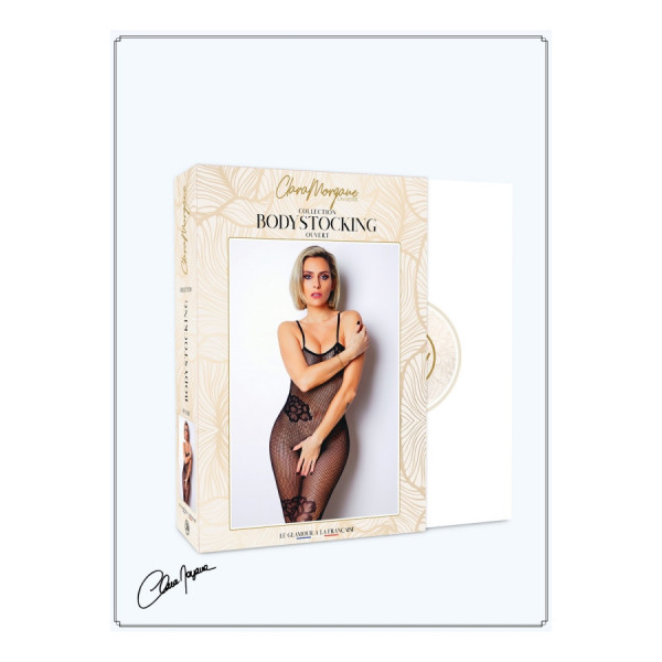 Bodystocking résille noire avec fine bretelles - Le Numéro 6 - Collection Bodystocking 